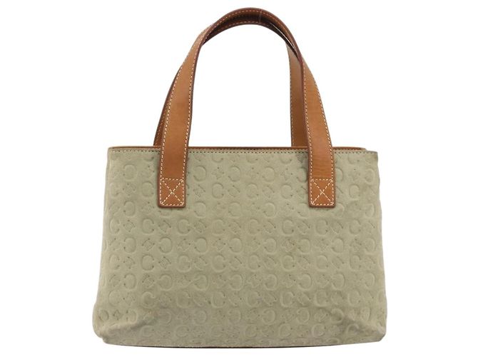 Céline CELINE C Macadam Handtasche aus Canvas und Wildleder Grau Silber Authentisch 193033A Braun - Ansicht 2