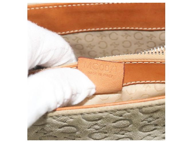 Céline CELINE C Macadam Handtasche aus Canvas und Wildleder Grau Silber Authentisch 193033A Braun - Ansicht 23