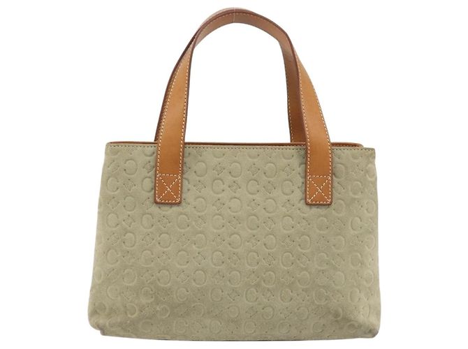 Céline CELINE C Macadam Handtasche aus Canvas und Wildleder Grau Silber Authentisch 193033A Braun - Ansicht 3