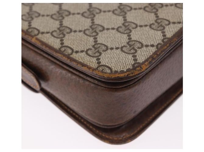 Borsa a Spalla GUCCI GG Supreme PVC Beige Oro Auth 193131 D'oro - vista 12
