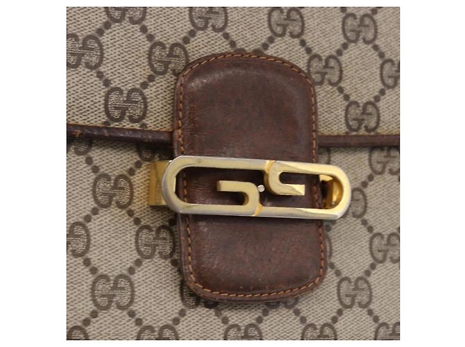 Borsa a Spalla GUCCI GG Supreme PVC Beige Oro Auth 193131 D'oro - vista 14