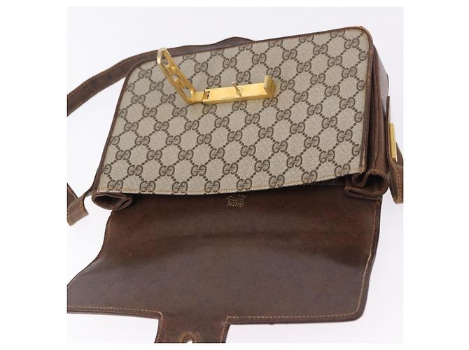Borsa a Spalla GUCCI GG Supreme PVC Beige Oro Auth 193131 D'oro - vista 15