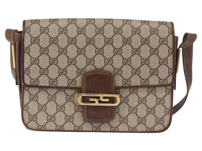 Borsa a Spalla GUCCI GG Supreme PVC Beige Oro Auth 193131 D'oro - vista 2