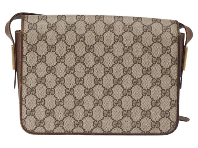 Borsa a Spalla GUCCI GG Supreme PVC Beige Oro Auth 193131 D'oro - vista 3