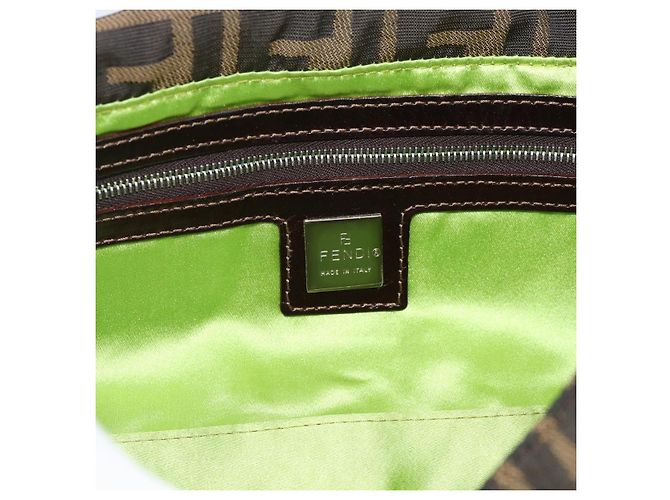 FENDI Zucca Canvas Flower Embroidery Mamma Baguette Marrone Argento Auth yk20688SM - vista 17