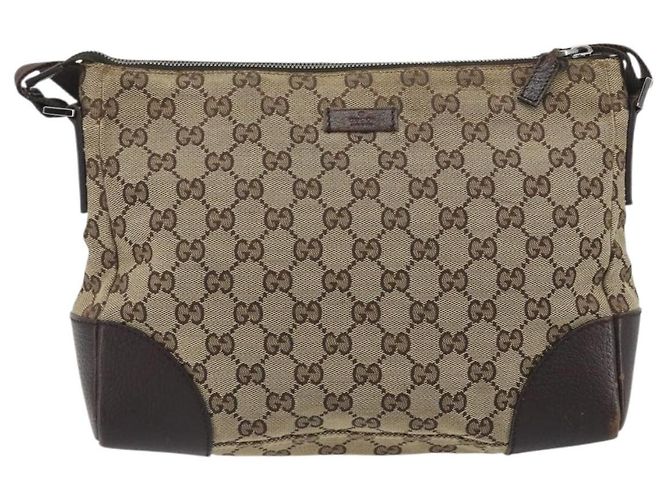 Borsa a Spalla GUCCI GG Canvas Marrone Argento 114273 Auth ep15593 - vista 2