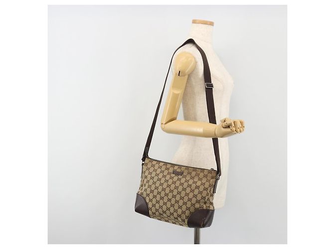 Borsa a Spalla GUCCI GG Canvas Marrone Argento 114273 Auth ep15593 - vista 23