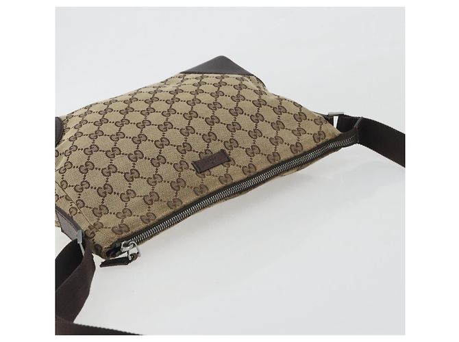 Borsa a Spalla GUCCI GG Canvas Marrone Argento 114273 Auth ep15593 - vista 6