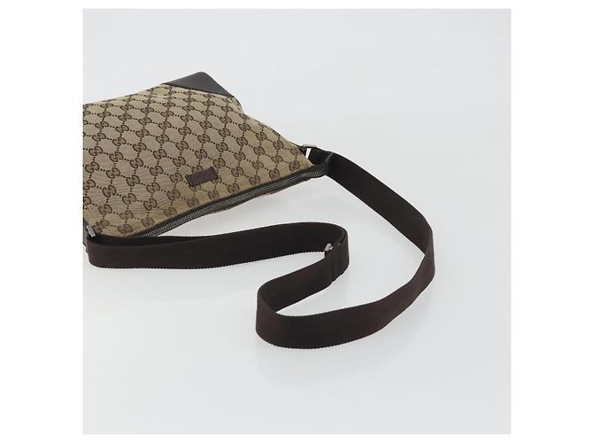 Borsa a Spalla GUCCI GG Canvas Marrone Argento 114273 Auth ep15593 - vista 7