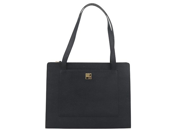 SAINT LAURENT Tote Bag aus Leder Schwarz Gold Auth 194015 Golden - Ansicht 2