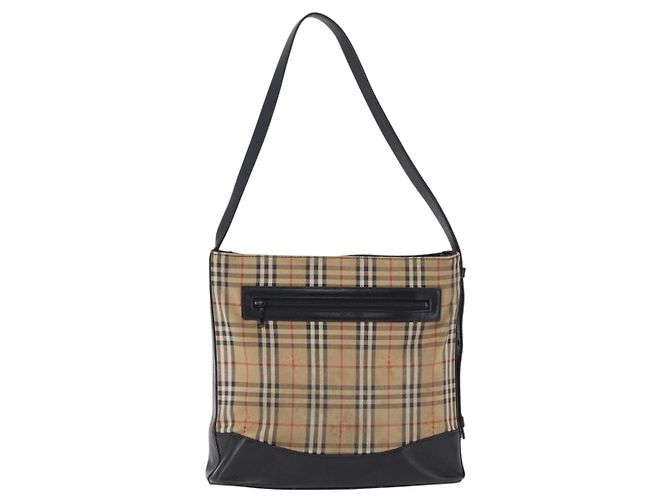 Bolso de hombro Burberrys Nova Check en lona beige y dorado Auth 193522 - vista 3