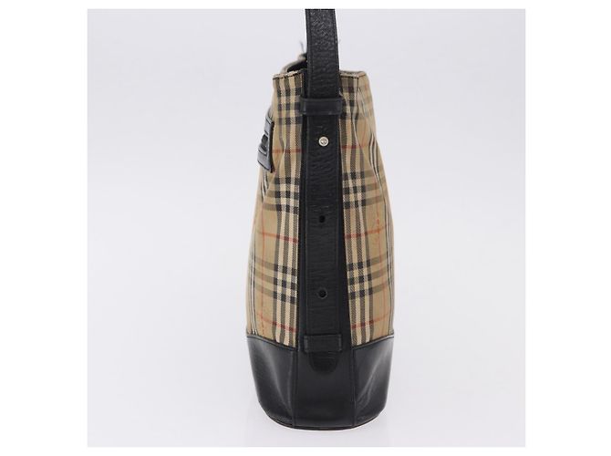 Bolso de hombro Burberrys Nova Check en lona beige y dorado Auth 193522 - vista 5