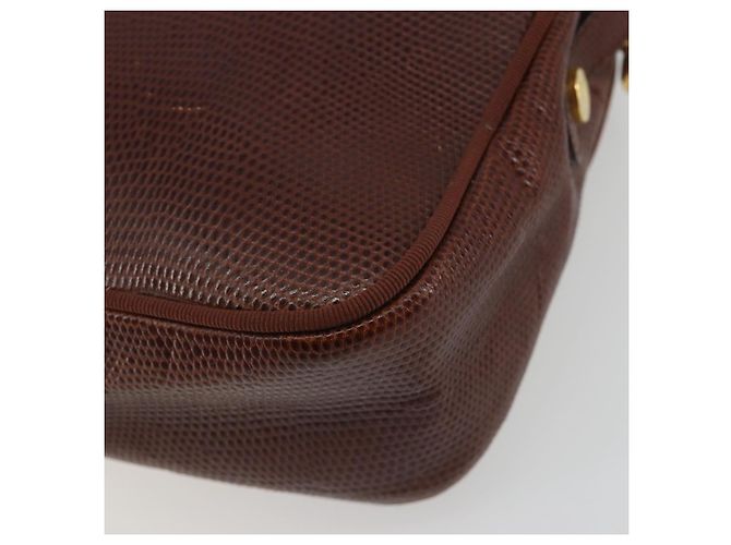 Borsa a tracolla Salvatore Ferragamo in pelle goffrata marrone e oro Auth 194054 D'oro - vista 12