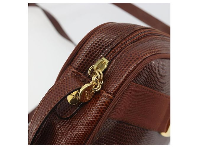 Borsa a tracolla Salvatore Ferragamo in pelle goffrata marrone e oro Auth 194054 D'oro - vista 16
