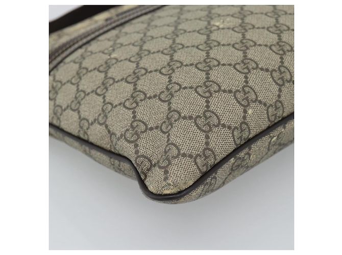 Bolsa de Ombro GUCCI GG Supreme PVC Bege Ouro 295257 Auth 193862 Dourado - vista 11