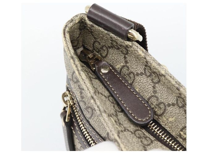 Bolsa de Ombro GUCCI GG Supreme PVC Bege Ouro 295257 Auth 193862 Dourado - vista 14