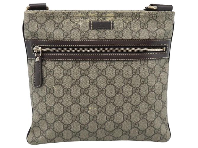 Bolsa de Ombro GUCCI GG Supreme PVC Bege Ouro 295257 Auth 193862 Dourado - vista 2