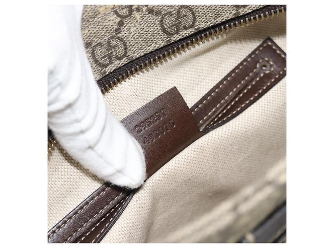 Bolsa de Ombro GUCCI GG Supreme PVC Bege Ouro 295257 Auth 193862 Dourado - vista 20