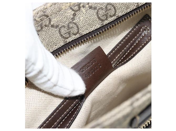 Bolsa de Ombro GUCCI GG Supreme PVC Bege Ouro 295257 Auth 193862 Dourado - vista 22