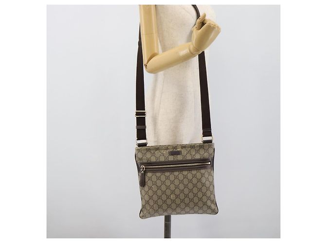 Bolsa de Ombro GUCCI GG Supreme PVC Bege Ouro 295257 Auth 193862 Dourado - vista 23