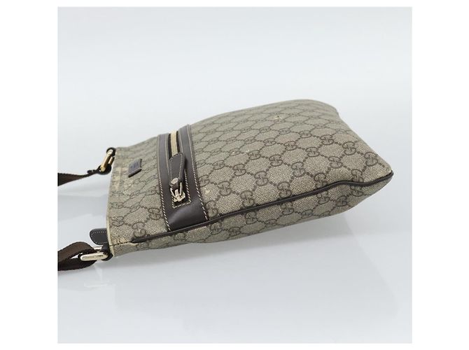 Bolsa de Ombro GUCCI GG Supreme PVC Bege Ouro 295257 Auth 193862 Dourado - vista 4