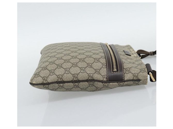 Bolsa de Ombro GUCCI GG Supreme PVC Bege Ouro 295257 Auth 193862 Dourado - vista 5