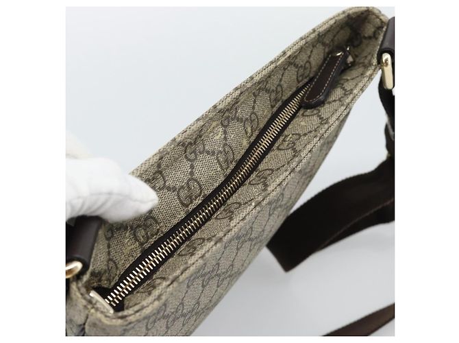 Bolsa de Ombro GUCCI GG Supreme PVC Bege Ouro 295257 Auth 193862 Dourado - vista 6
