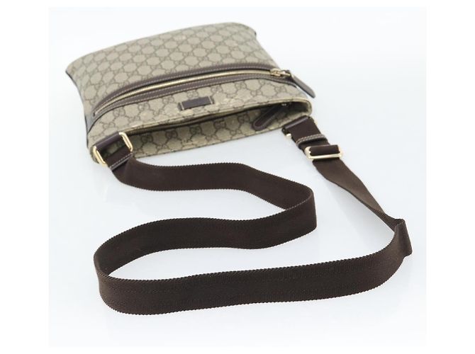Bolsa de Ombro GUCCI GG Supreme PVC Bege Ouro 295257 Auth 193862 Dourado - vista 7