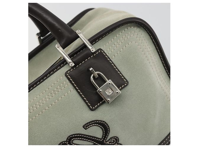 Borsa a mano LOEWE Amazona 28 in scamosciato grigio marrone Auth yk20662V - vista 18