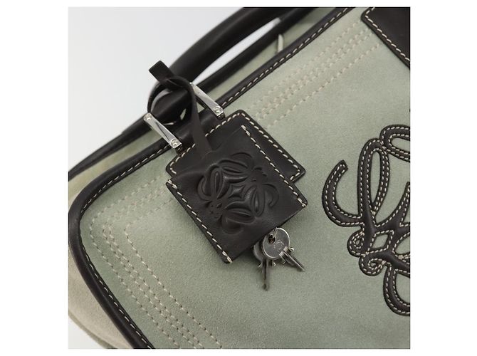 Borsa a mano LOEWE Amazona 28 in scamosciato grigio marrone Auth yk20662V - vista 19