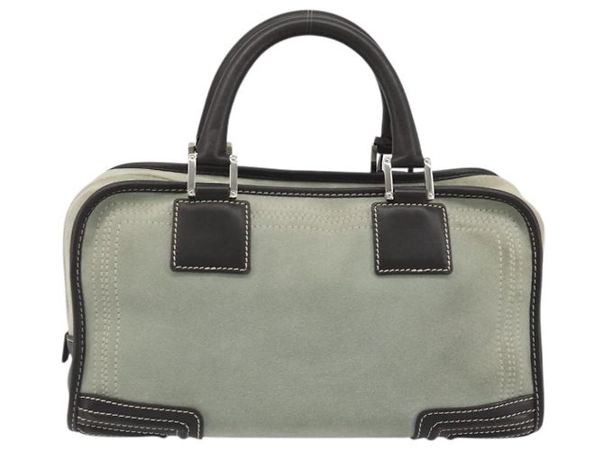Borsa a mano LOEWE Amazona 28 in scamosciato grigio marrone Auth yk20662V - vista 2
