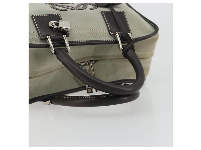 Borsa a mano LOEWE Amazona 28 in scamosciato grigio marrone Auth yk20662V - vista 7