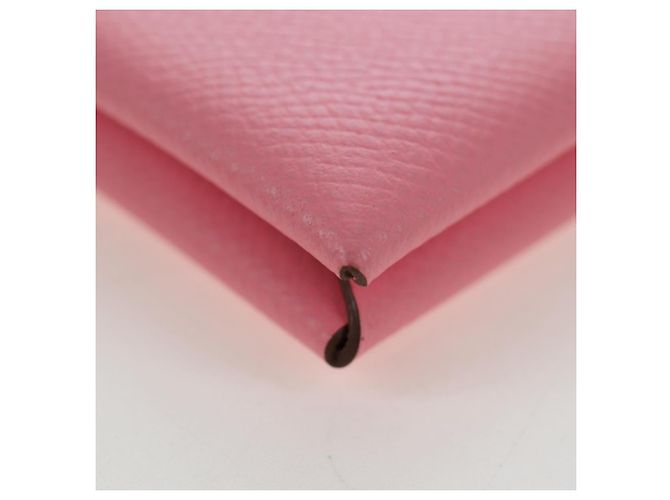 Hermès Tarjetero HERMES Calvi de cuero rosa Auth 190365M - vista 10
