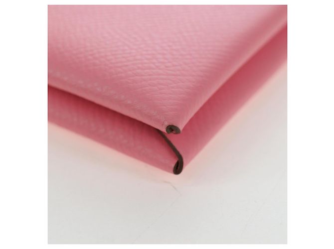Hermès Tarjetero HERMES Calvi de cuero rosa Auth 190365M - vista 12