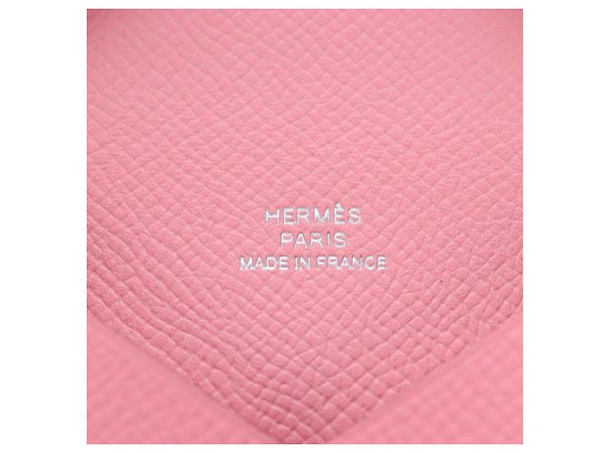 Hermès Tarjetero HERMES Calvi de cuero rosa Auth 190365M - vista 17