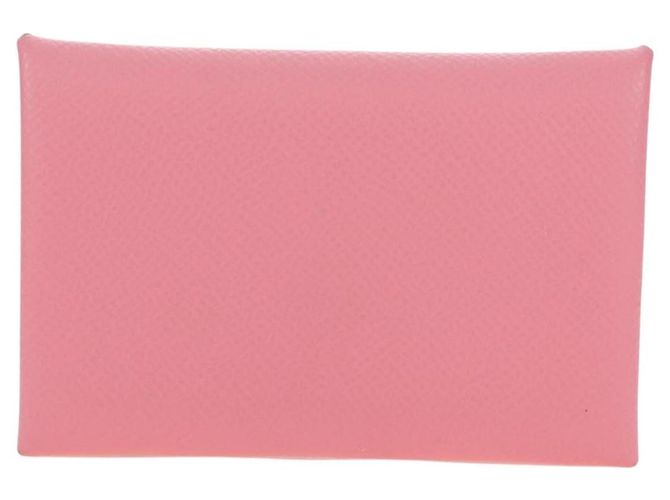 Hermès Tarjetero HERMES Calvi de cuero rosa Auth 190365M - vista 2