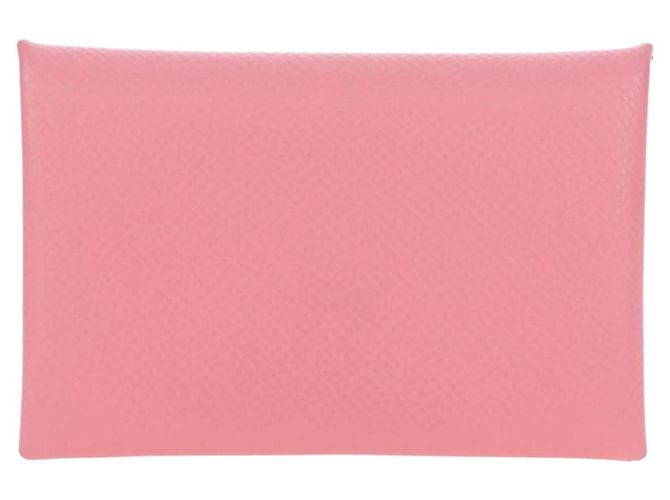 Hermès Tarjetero HERMES Calvi de cuero rosa Auth 190365M - vista 3