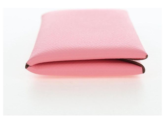 Hermès Tarjetero HERMES Calvi de cuero rosa Auth 190365M - vista 4