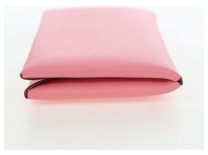 Hermès Tarjetero HERMES Calvi de cuero rosa Auth 190365M - vista 5