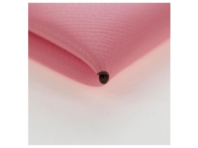 Hermès Tarjetero HERMES Calvi de cuero rosa Auth 190365M - vista 7