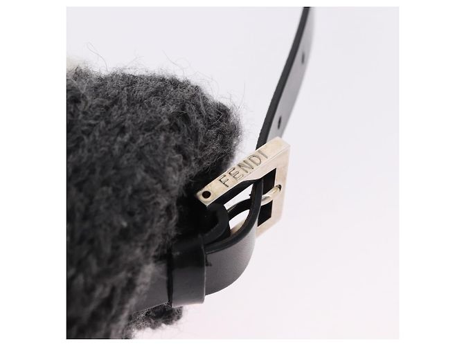 FENDI Mamma Baguette Shoulder Bag Wool Gray Silver Auth am12200SAM Brown Silvery - view 15