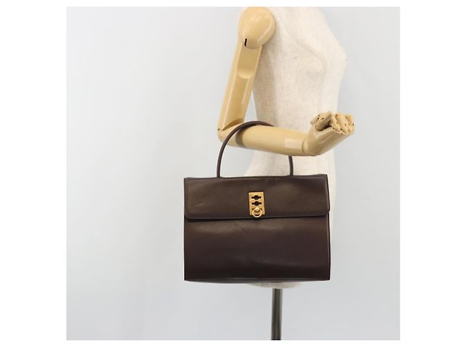Céline Borsa CELINE in pelle marrone oro Auth ep15547 D'oro - vista 24