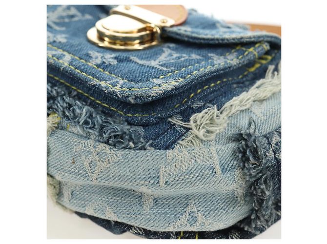 LOUIS VUITTON Monogram Denim Patchwork Pouchy Bag Blue M92382 LV Auth ki6696M - vista 11