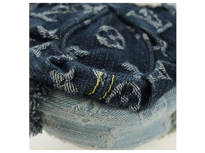 LOUIS VUITTON Monogram Denim Patchwork Pouchy Bag Blue M92382 LV Auth ki6696M - vista 12