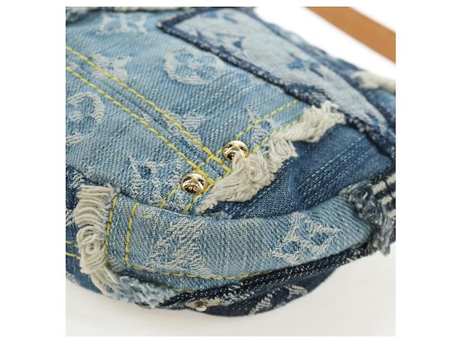 LOUIS VUITTON Monogram Denim Patchwork Pouchy Bag Blue M92382 LV Auth ki6696M - vista 13