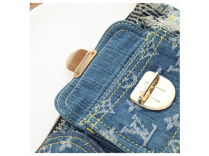 LOUIS VUITTON Monogram Denim Patchwork Pouchy Bag Blue M92382 LV Auth ki6696M - vista 17