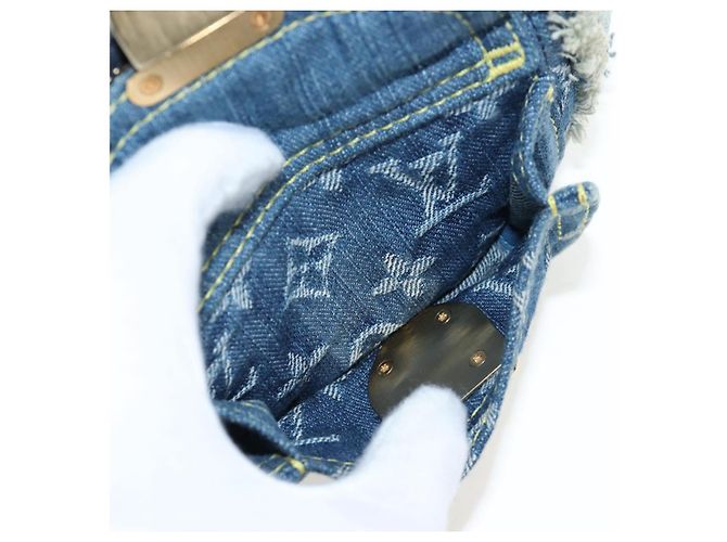 LOUIS VUITTON Monogram Denim Patchwork Pouchy Bag Blue M92382 LV Auth ki6696M - vista 18