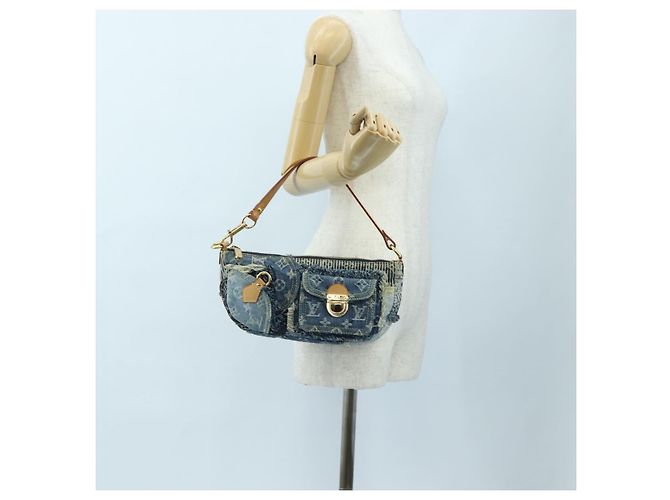 LOUIS VUITTON Monogram Denim Patchwork Pouchy Bag Blue M92382 LV Auth ki6696M - vista 26