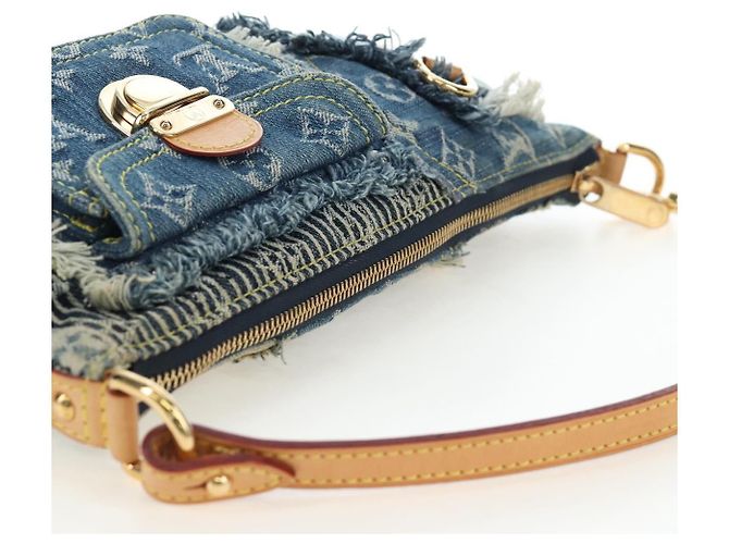 LOUIS VUITTON Monogram Denim Patchwork Pouchy Bag Blue M92382 LV Auth ki6696M - vista 6