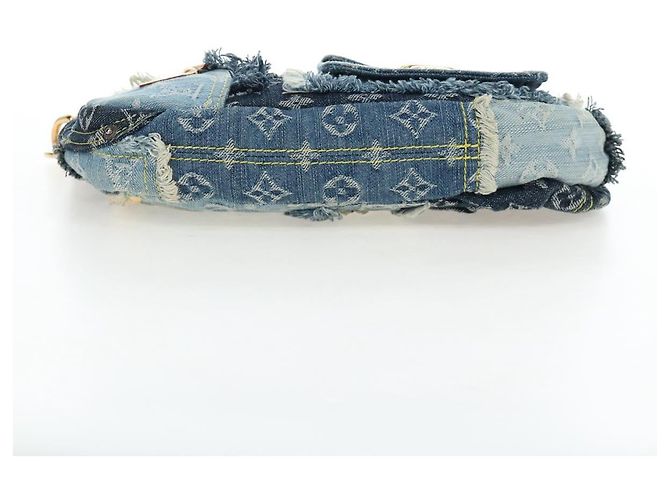 LOUIS VUITTON Monogram Denim Patchwork Pouchy Bag Blue M92382 LV Auth ki6696M - vista 9